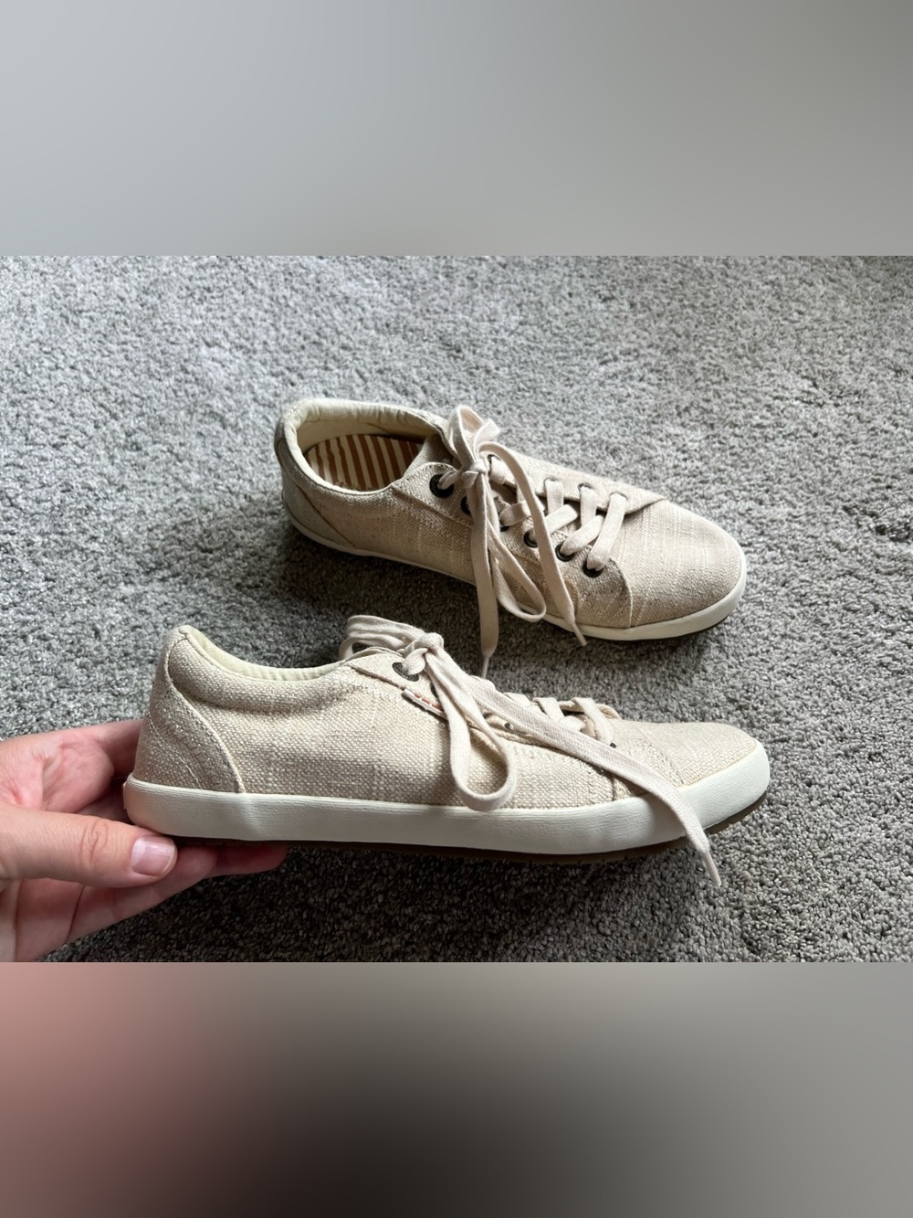 Taos Star Natural Hemp Women’s Size 8 Neutral Canvas Sneakers Tan Beige